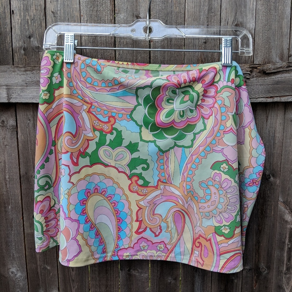 Lands End Mod Paisley Print Coverup Swim Skirt 12